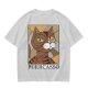 Olive green t-shirt with cubist style cat print and Purrcasso text