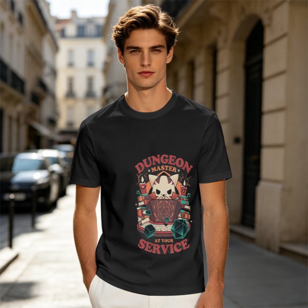 Dungeon Master At Your Service Cat Graphic T-Shirt