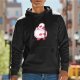 Black Hoodie With Cute Pink Duck Graphic Print