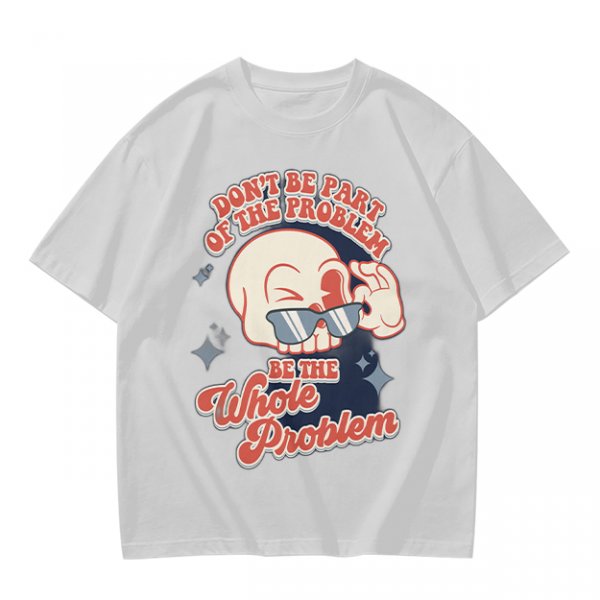Olive Graphic T-Shirt With Sarcastic Skull Problem Quote