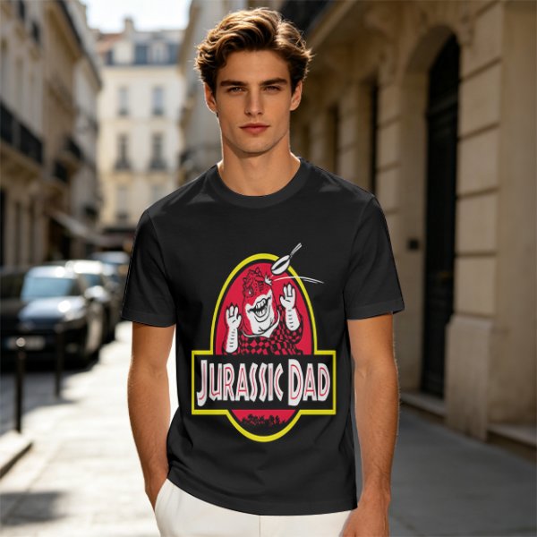 Olive T-Shirt with Jurassic Dad Dinosaur Graphic Print