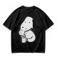 Olive Green T-Shirt With Cartoon Dog Holding Hot Drink Graphic