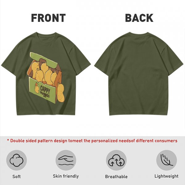 Olive T-Shirt With Cappy Nuggets Cartoon Print