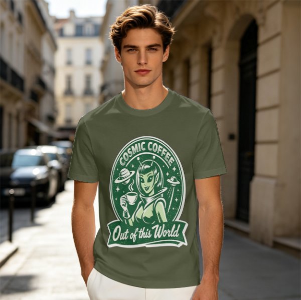 Cosmic Coffee Out of this World Alien T-Shirt