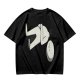 Olive T-Shirt With Surprised Cartoon Figure And Separate Face Print