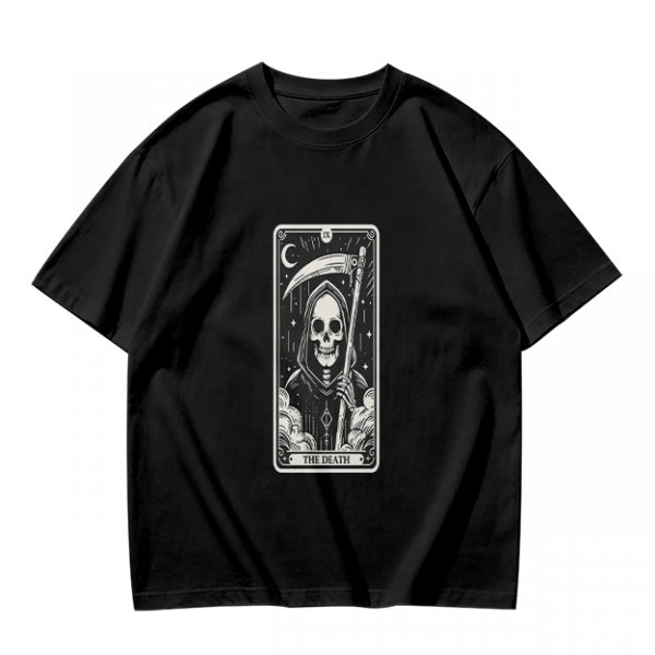 Olive T-shirt with The Death Tarot Card Grim Reaper Graphic