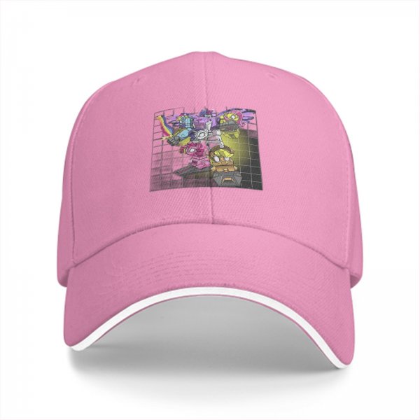 Black Baseball Cap with Robot Pony Mashup Graphic Print