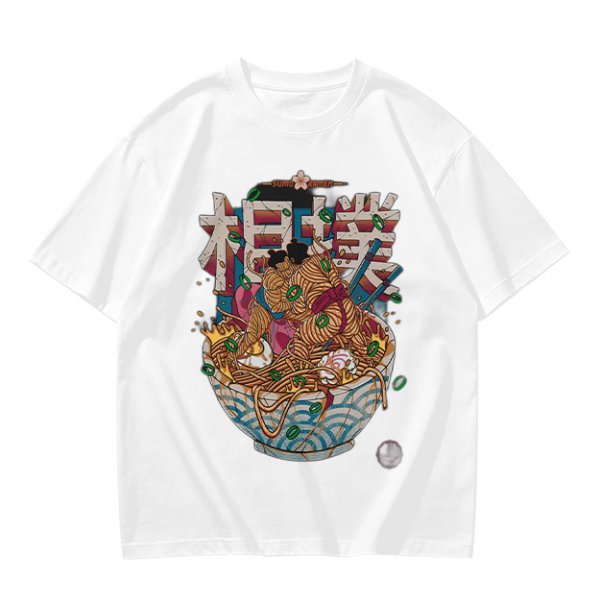 Olive T-shirt with Sumo Wrestler in Ramen Bowl Artwork