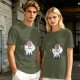Olive T-Shirt With Chibi Princess Mononoke Wolf Rider Artwork