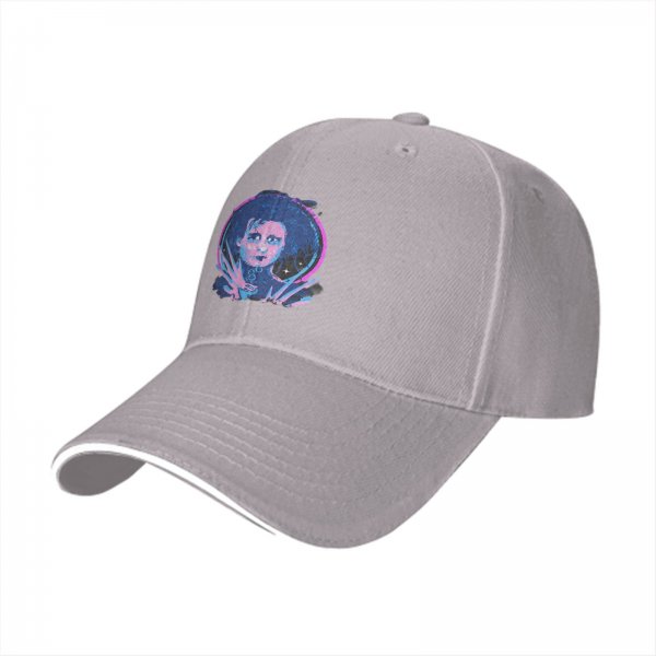 Black Baseball Cap With Neon Edward Scissorhands Portrait Print