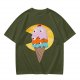 Olive T-Shirt With Melting Ice Cream Ghost Graphic Design
