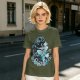 Olive T-shirt with Waterbender Character and Wave Art Print