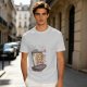 Olive T-shirt with cartoon pizza running on treadmill graphic