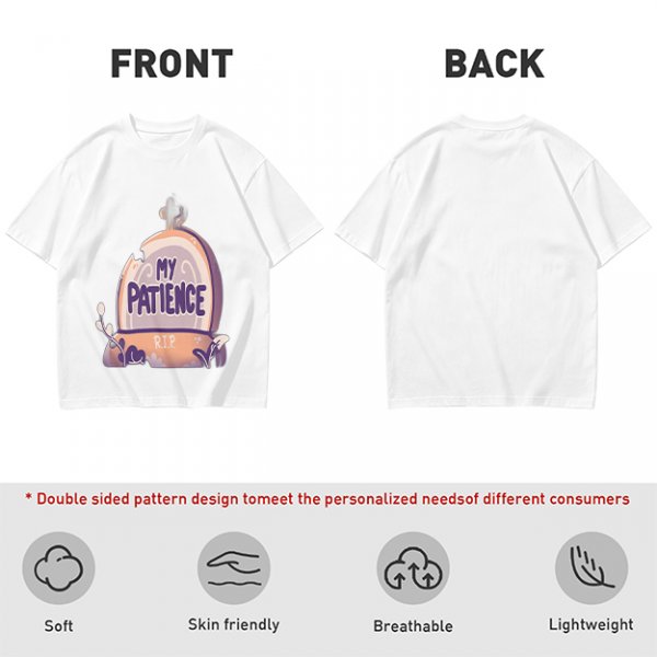 Olive T-Shirt With 'My Patience' Gravestone Graphic Print