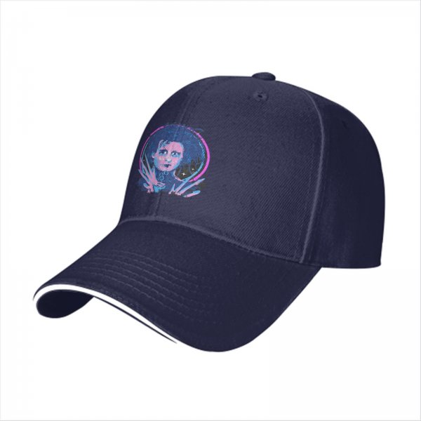 Black Baseball Cap With Neon Edward Scissorhands Portrait Print