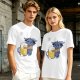 Olive T-Shirt With Cute Blue Goat Holding Foamy Beer Mug Print