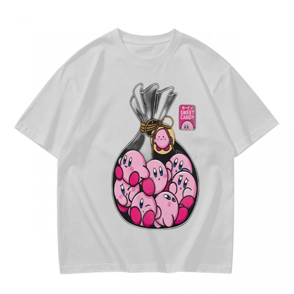 Olive T-Shirt With Cute Kirby Candy Bag Graphic