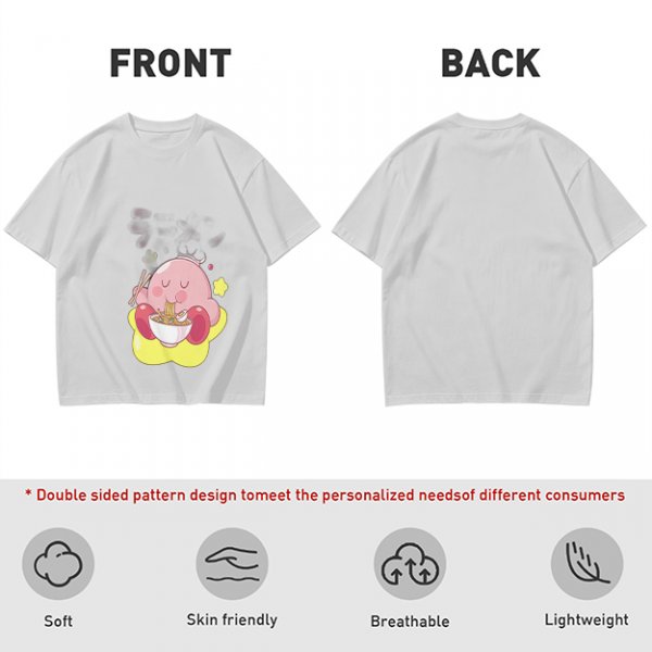 Olive T-shirt Featuring Kirby Eating Ramen on a Warp Star