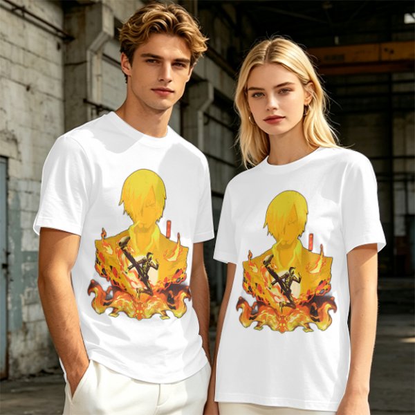 One Piece Sanji Fire Kick Graphic Olive T-Shirt