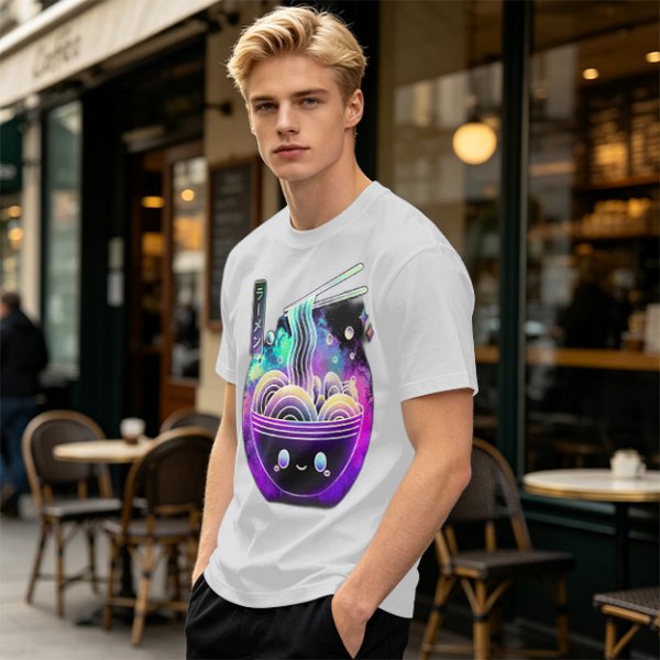 Olive T-Shirt With Galaxy Ramen Bowl Kawaii Graphic