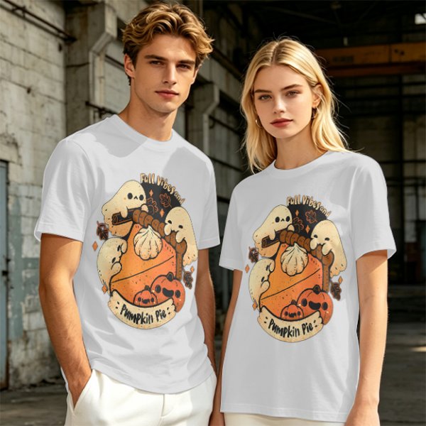 Fall Vibes and Pumpkin Pie Ghost Graphic T-Shirt