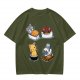 Olive T-shirt with cute cat sushi illustrations