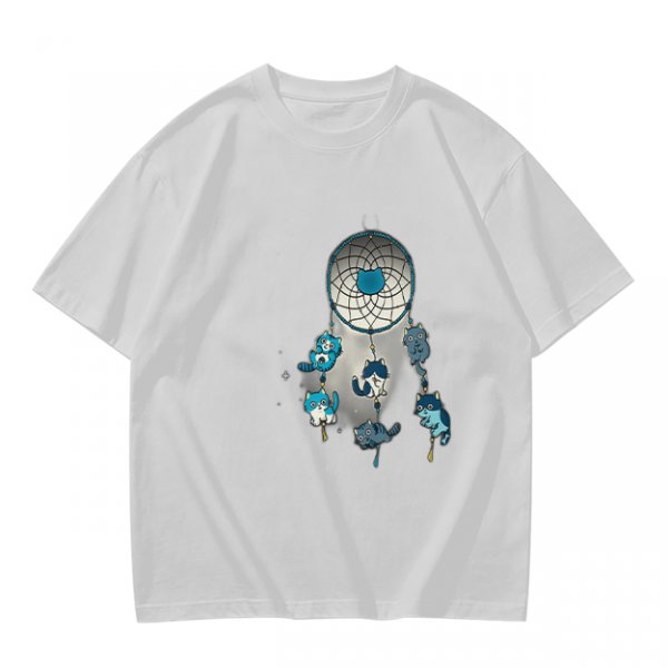 Olive T-Shirt With Dreamcatcher And Cute Cat Kittens Print