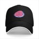 Black baseball cap with cartoon poop graphic and text print