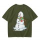Olive T-Shirt With Melting Snowman Christmas Print