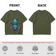 Olive T-Shirt With Octopus Skull Graphic Print