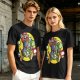 Olive T-shirt with Block Style Mario Riding Yoshi and Mushroom Graphics