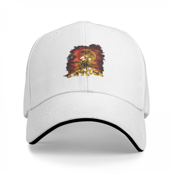 Black Baseball Cap With Mushroom Cloud Explosion Graphic Print