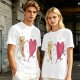 Olive T-Shirt with Dancing Pizza Slice and Heart Graphic
