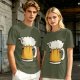 Olive Green T-Shirt With Funny Sheep Beer Mug Graphic