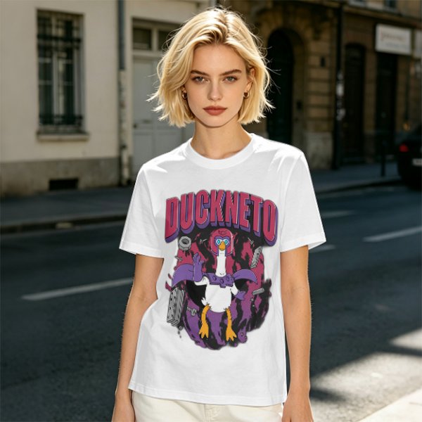Olive Graphic T-Shirt Featuring Duckneto Superhero Duck Art