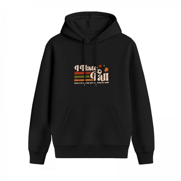 I Hate Fall Retro Graphic Black Hoodie For Autumn Lovers