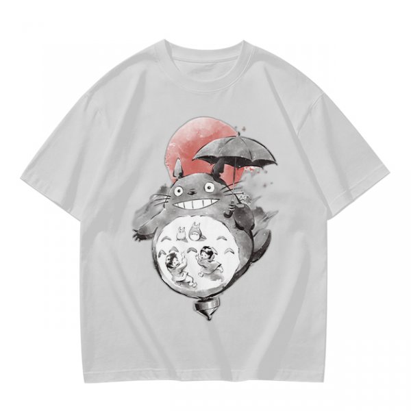 Olive T-shirt with Totoro and Friends Watercolor Print