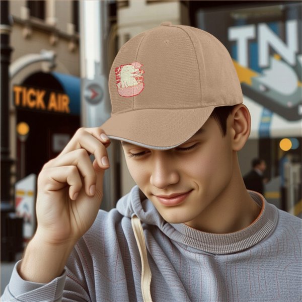 Black Baseball Cap With Cute Dinosaur In Ramen Bowl Graphic