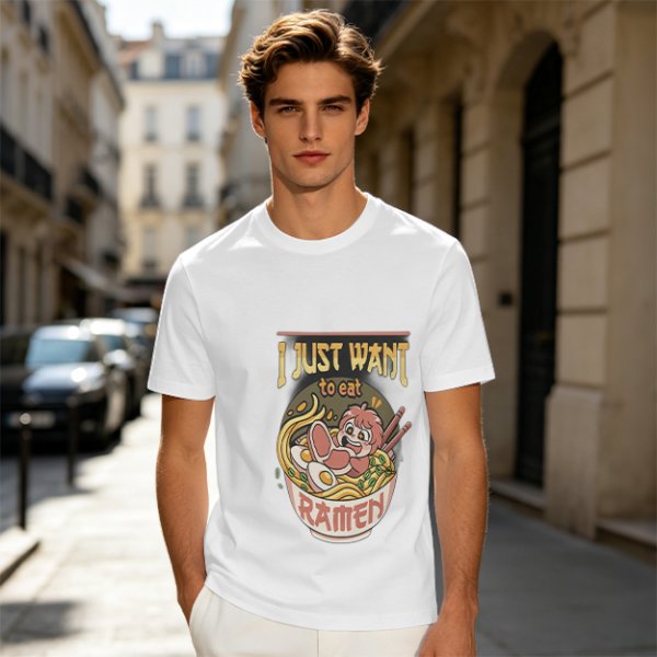 I Just Want To Eat Ramen Cute Anime Character T-Shirt