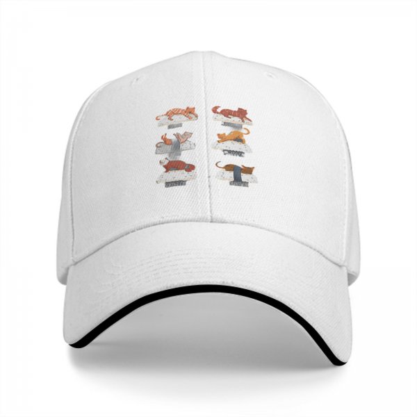 Black Baseball Cap With Sushi Cat Illustrations