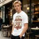 Olive t-shirt with 'I was not built for anything before coffee' print