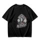 Olive green graphic t-shirt with horror ice cream themed print