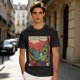 Olive t-shirt with comic print of Hulk and Thor mid-smashed interaction