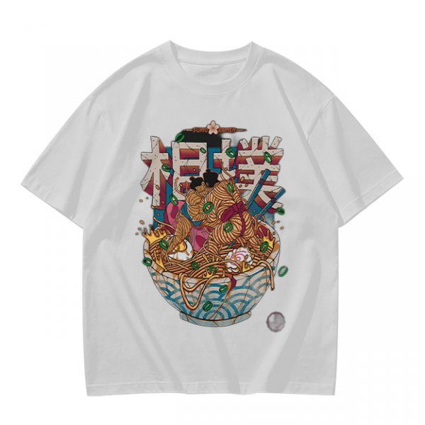 Olive T-shirt with Sumo Wrestler in Ramen Bowl Artwork