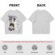 Olive graphic tee with Wednesday and Enid cartoon wolf design