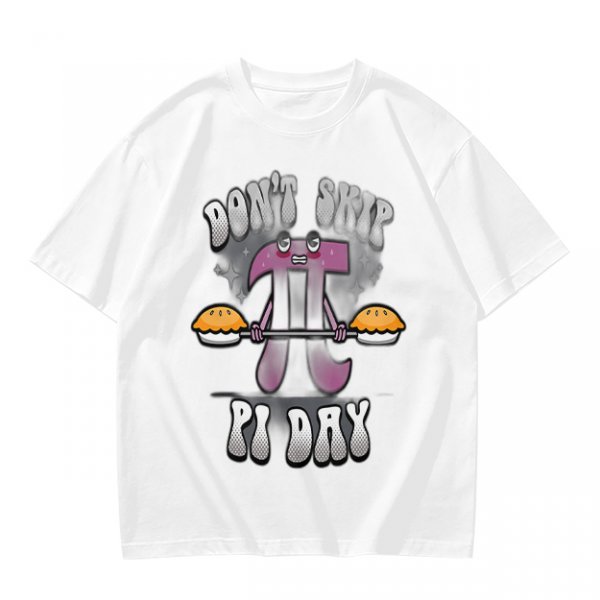 Don't Skip Pi Day T-Shirt with Lifting Pi Character Holding Pies