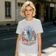 Olive T-Shirt with Whimsical Fantasy Character and Floral Art Print