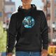 Black Hoodie With Stormy Sea Sailing Ship Graphic Print