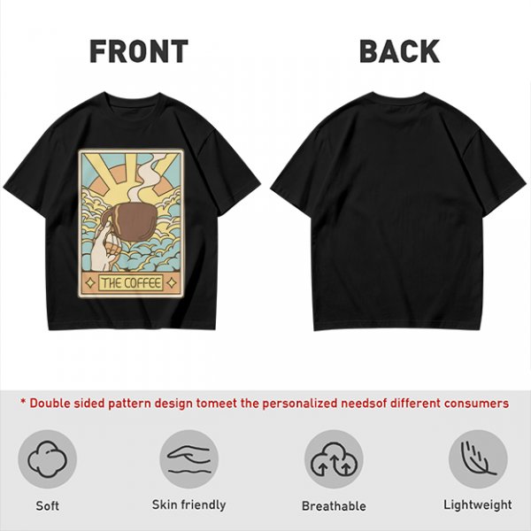 Oversized Dark Green T-Shirt With The Coffee Tarot Card Style Print