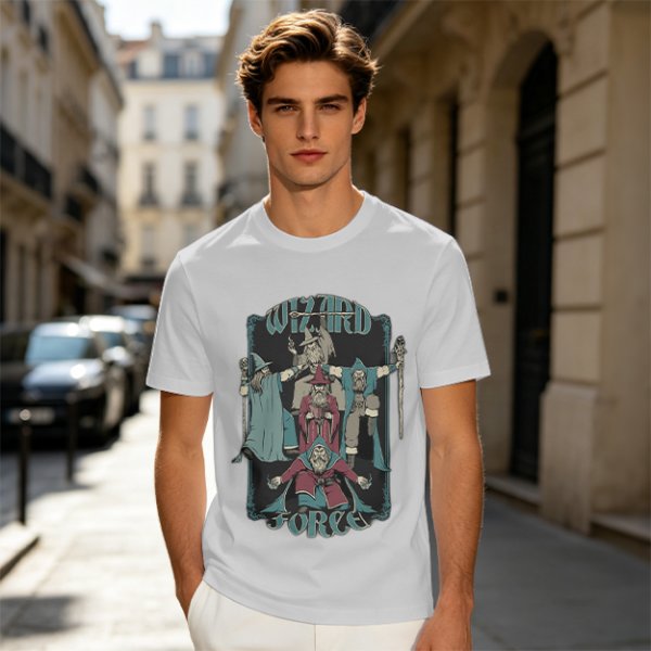 Olive T-Shirt With Wizard Force Graphic Art Print